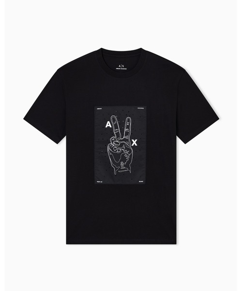 ARMANI EXCHANGE(アルマーニエクスチェンジ)の「【A|X アルマーニ エクスチェンジ】ピースデザイン 半袖クルーネックTシャツ/REGULAR(Tシャツ/カットソー・メンズ・ホワイト/ブラック・MEDIUM/SMALL/X-LARGE/X-SMALL/XX-LARGE/LARGE)」の5枚目の写真