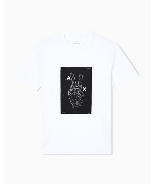 ARMANI EXCHANGE(アルマーニエクスチェンジ)の「【A|X アルマーニ エクスチェンジ】ピースデザイン 半袖クルーネックTシャツ/REGULAR(Tシャツ/カットソー・メンズ・ホワイト/ブラック・MEDIUM/SMALL/X-LARGE/X-SMALL/XX-LARGE/LARGE)」の8枚目の写真