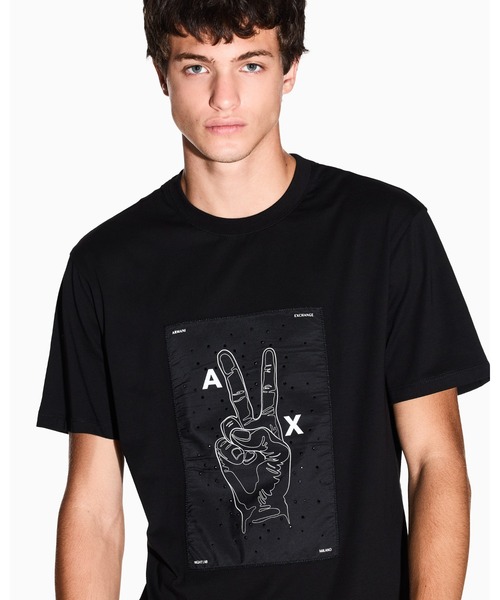 ARMANI EXCHANGE(アルマーニエクスチェンジ)の「【A|X アルマーニ エクスチェンジ】ピースデザイン 半袖クルーネックTシャツ/REGULAR(Tシャツ/カットソー・メンズ・ホワイト/ブラック・MEDIUM/SMALL/X-LARGE/X-SMALL/XX-LARGE/LARGE)」の10枚目の写真