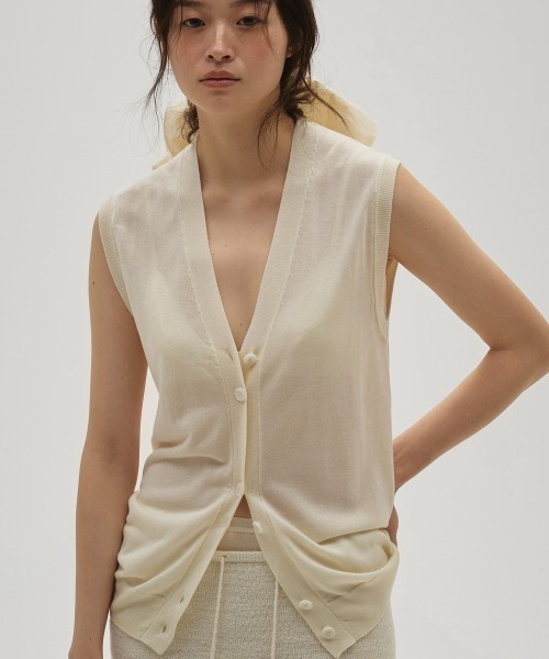 TODAYFUL(トゥデイフル)の「Tencelsilk Knit Vest(ベスト・レディース・キナリ/ブラック/ダークブラウン・FREE)」の2枚目の写真