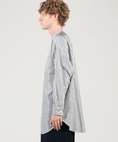 HAVERSACK（ハバーザック）の「HAVERSACK ATTIRE シルク バンドカラーロングシャツ（シャツ/ブラウス・メンズ・ブルー/ブルー系その他・L/M）」の5枚目の写真