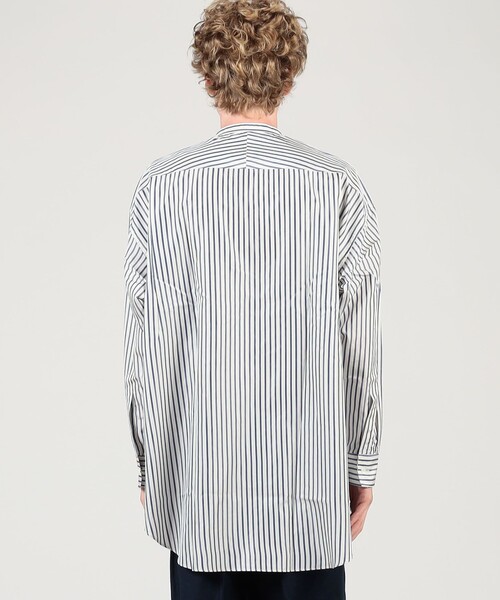 HAVERSACK（ハバーザック）の「HAVERSACK ATTIRE シルク バンドカラーロングシャツ（シャツ/ブラウス・メンズ・ブルー/ブルー系その他・L/M）」の6枚目の写真