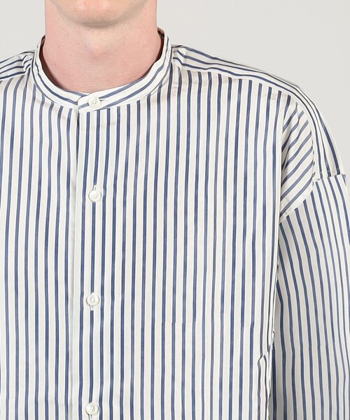 HAVERSACK（ハバーザック）の「HAVERSACK ATTIRE シルク バンドカラーロングシャツ（シャツ/ブラウス・メンズ・ブルー/ブルー系その他・L/M）」の7枚目の写真