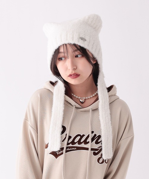 repipi armario（レピピ アルマリオ）の「クマミミワッチ（ニットキャップ/ビーニー・キッズ・ブラック系その他/ホワイト・FREE）」の2枚目の写真