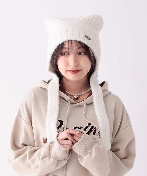 repipi armario（レピピ アルマリオ）の「クマミミワッチ（ニットキャップ/ビーニー・キッズ・ブラック系その他/ホワイト・FREE）」の3枚目の写真