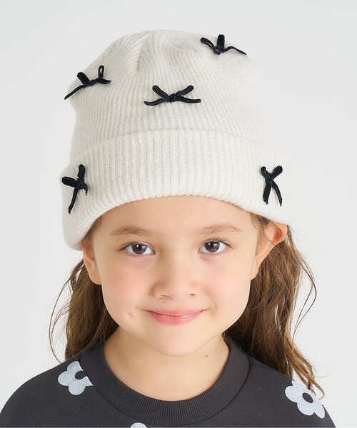 apres les cours（アプレレクール）の「リボンニット帽（ニットキャップ/ビーニー・キッズ・アイボリー・50/54/58）」の9枚目の写真