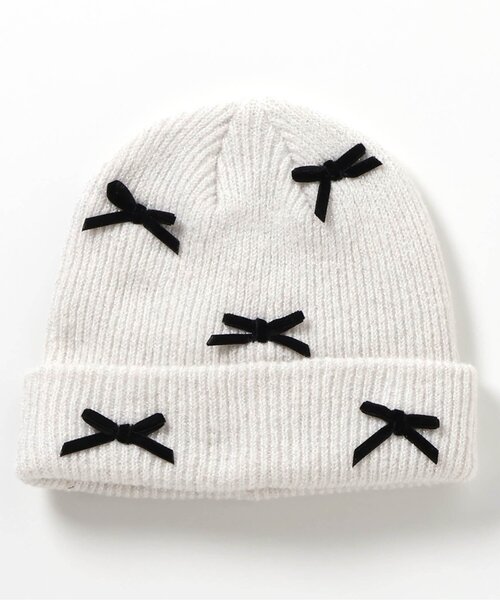 apres les cours（アプレレクール）の「リボンニット帽（ニットキャップ/ビーニー・キッズ・アイボリー・50/54/58）」の8枚目の写真
