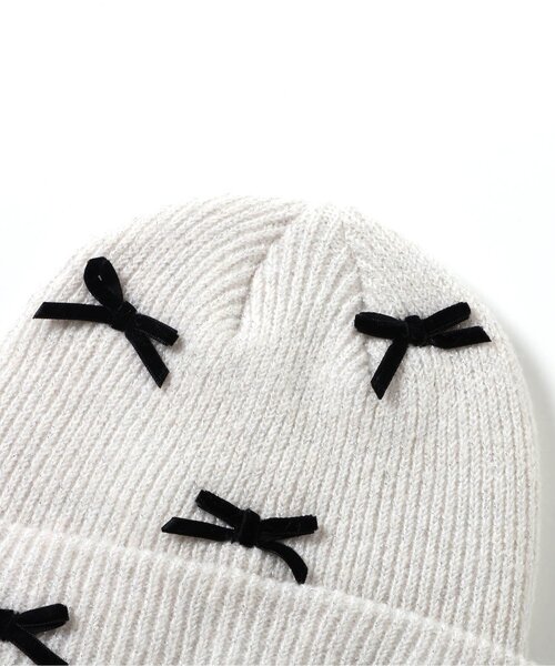 apres les cours（アプレレクール）の「リボンニット帽（ニットキャップ/ビーニー・キッズ・アイボリー・50/54/58）」の6枚目の写真