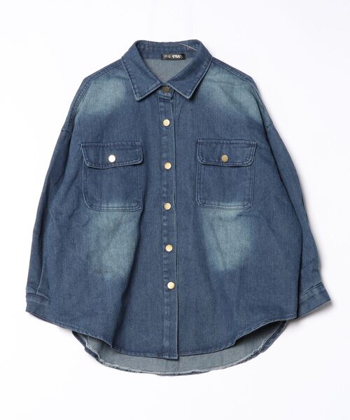 FREE STYLISTS(フリー スタイリスト)の「デニムビッグシャツ(シャツ/ブラウス・レディース・ブラック/ブルー・M/L/XL)」の2枚目の写真