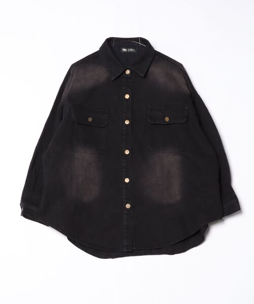 FREE STYLISTS(フリー スタイリスト)の「デニムビッグシャツ(シャツ/ブラウス・レディース・ブラック/ブルー・M/L/XL)」の1枚目の写真