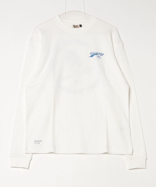 CORPUS SELECT(コーパストーキョー)の「【DUCKSTER/ダックスター】 ピグメント加工 バックプリント ワッフル クルーネック ロンT(Tシャツ/カットソー・メンズ・ブラック/ホワイト・L/M)」の1枚目の写真