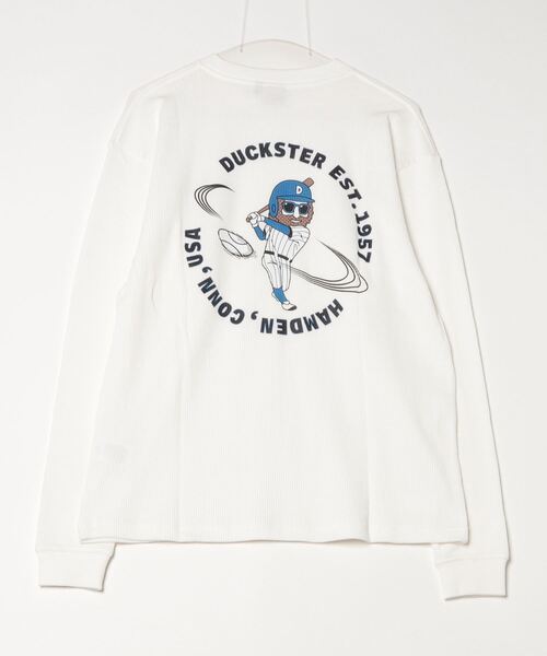 CORPUS SELECT(コーパストーキョー)の「【DUCKSTER/ダックスター】 ピグメント加工 バックプリント ワッフル クルーネック ロンT(Tシャツ/カットソー・メンズ・ブラック/ホワイト・L/M)」の4枚目の写真