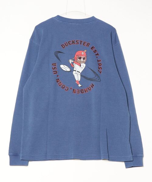 CORPUS SELECT(コーパストーキョー)の「【DUCKSTER/ダックスター】 ピグメント加工 バックプリント ワッフル クルーネック ロンT(Tシャツ/カットソー・メンズ・ブラック/ホワイト・L/M)」の5枚目の写真