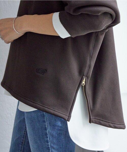 BEARDSLEY（ビアズリー）の「刺繍入り裏ボアトレーナー（Tシャツ/カットソー・レディース・ブラウン/ネイビー・FREE）」の3枚目の写真