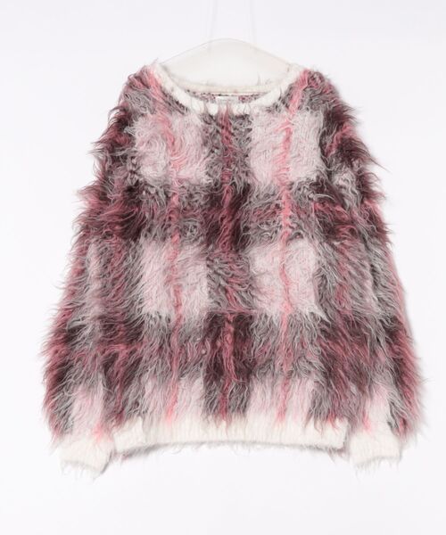 Ambre Neige(アンブルネージュ)の「plaid pattern shaggy over knit / チェックシャギーオーバーニット(ニット/セーター・レディース・アイボリー/オフホワイト/ボルドー・FREE)」の9枚目の写真