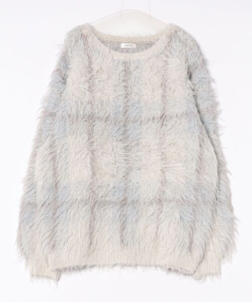 Ambre Neige(アンブルネージュ)の「plaid pattern shaggy over knit / チェックシャギーオーバーニット(ニット/セーター・レディース・アイボリー/オフホワイト/ボルドー・FREE)」の10枚目の写真