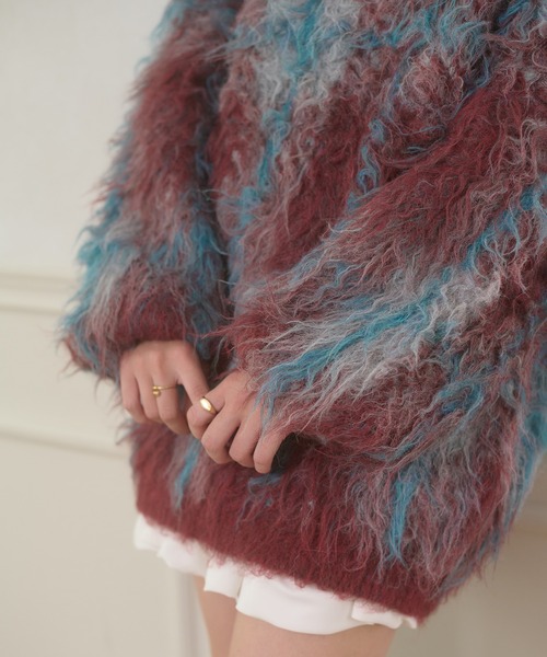Ambre Neige(アンブルネージュ)の「plaid pattern shaggy over knit / チェックシャギーオーバーニット(ニット/セーター・レディース・アイボリー/オフホワイト/ボルドー・FREE)」の22枚目の写真