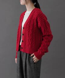 Vネック」に該当するカーディガン/ボレロ（レッド/赤色系