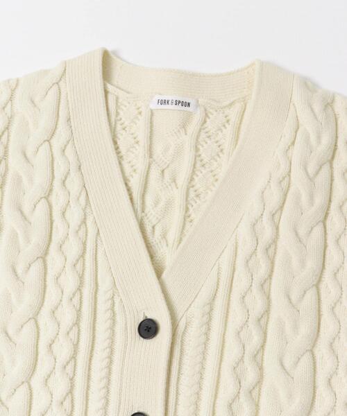 FORK&SPOON（フォークアンドスプーン）の「FORK&SPOON　ケーブルVネックカーディガン（カーディガン/ボレロ・レディース・レッド/ネイビー/アイボリー・1）」の18枚目の写真
