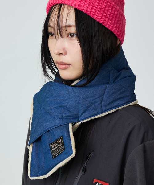 TAION（タイオン）の「【TAION / タイオン】ミリタリー リバーシブル ダウンマフラー/デニム/リバーシブル/防寒/ユニセックス/TAION-R201ML-1DENIM（マフラー・メンズ・ブルー系その他/ブルー系その他2・フリー）」の7枚目の写真