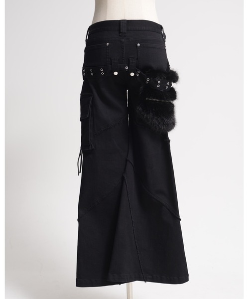 REFLEM/レフレム』ファーポーチベルト付きフレアデニムパンツ（デニム