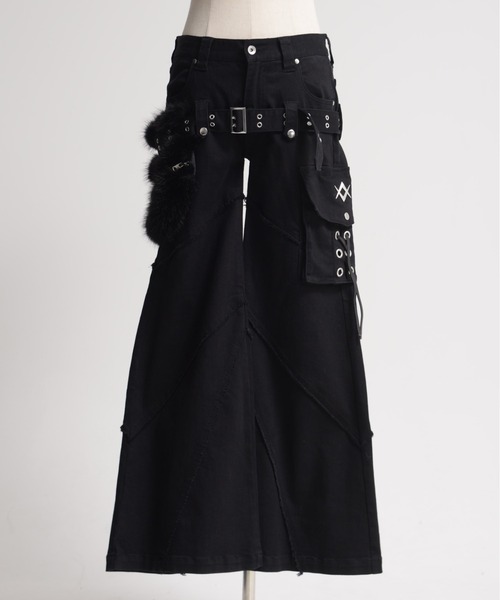 REFLEM/レフレム』ファーポーチベルト付きフレアデニムパンツ（デニム