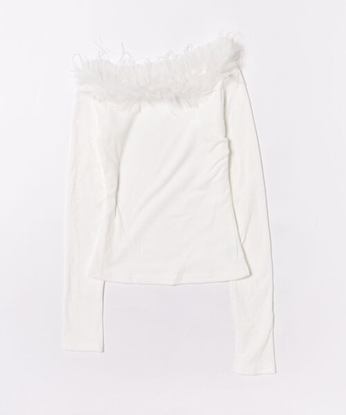 Anely(アネリー)の「ファー オフショルダー 長袖 カット トップス(Tシャツ/カットソー・レディース・グレー/ホワイト・FREE)」の15枚目の写真