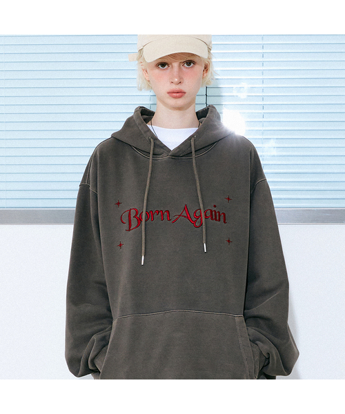 GAKKAI UNIONS(ガッカイユニオンズ)の「本刺繍ピグメントフードパーカーカーキモカ(パーカー・レディース・その他・SMALL/MEDIUM/LARGE/X-LARGE)」の1枚目の写真