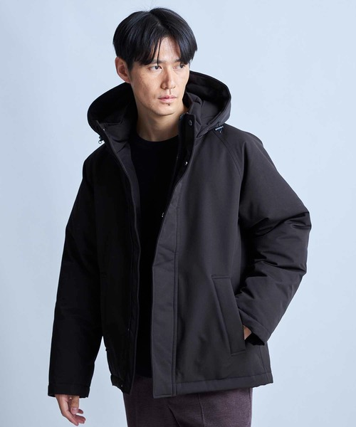 UNION STATION（ユニオンステーション）の「【撥水加工】ツイル中綿アーミーフーデッドジャケット（ダウンジャケット/コート・メンズ・ベージュ/ブラック・L/M/LL）」の4枚目の写真