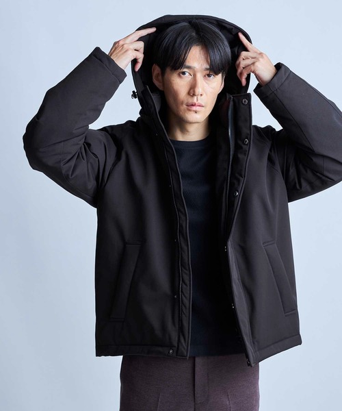 UNION STATION（ユニオンステーション）の「【撥水加工】ツイル中綿アーミーフーデッドジャケット（ダウンジャケット/コート・メンズ・ベージュ/ブラック・L/M/LL）」の5枚目の写真