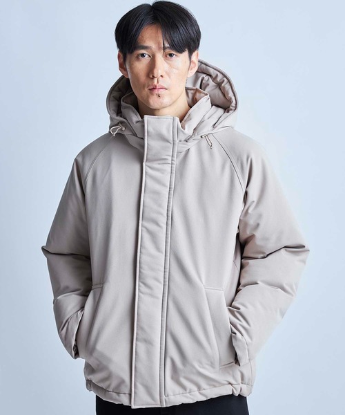 UNION STATION（ユニオンステーション）の「【撥水加工】ツイル中綿アーミーフーデッドジャケット（ダウンジャケット/コート・メンズ・ベージュ/ブラック・L/M/LL）」の14枚目の写真