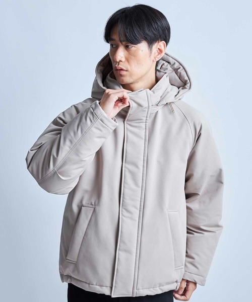 UNION STATION（ユニオンステーション）の「【撥水加工】ツイル中綿アーミーフーデッドジャケット（ダウンジャケット/コート・メンズ・ベージュ/ブラック・L/M/LL）」の16枚目の写真