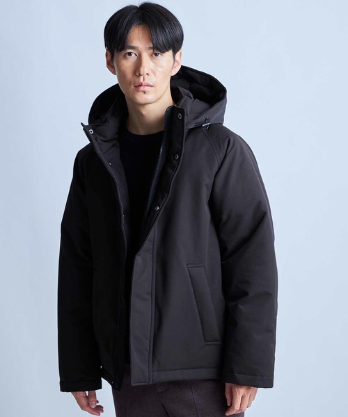 UNION STATION（ユニオンステーション）の「【撥水加工】ツイル中綿アーミーフーデッドジャケット（ダウンジャケット/コート・メンズ・ベージュ/ブラック・L/M/LL）」の3枚目の写真