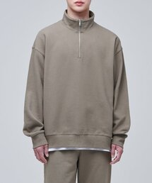 特大ハーフジップアップスウェットシャツ【ダスティベージュ】