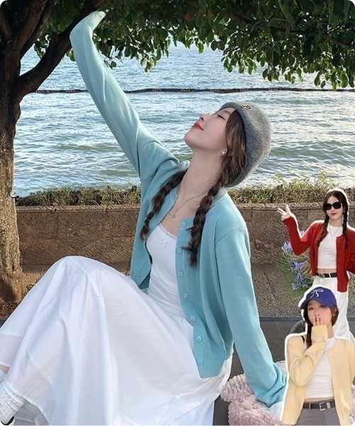 I.O.E(アイオイ)の「しなやかに寄り添う、ライトタッチカーディガン(カーディガン/ボレロ・レディース・レッド/イエロー/ブラック/アイボリー/グレー/ブルー・FREE)」の19枚目の写真