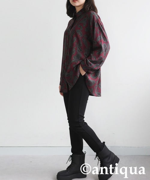 antiqua(アンティカ)の「ペイズリー柄 シャツ(シャツ/ブラウス・レディース・ブルー/レッド・ONESIZE)」の9枚目の写真