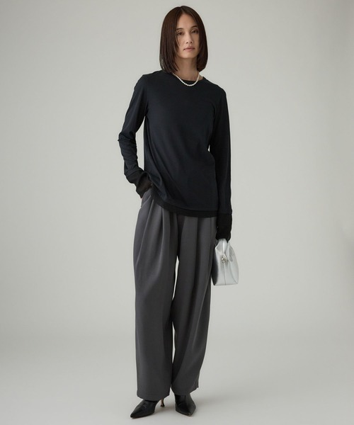 BABYLONE（バビロン）の「チュールレイヤードロンＴ（Tシャツ/カットソー・レディース・ブラック/ホワイト・フリー）」の14枚目の写真