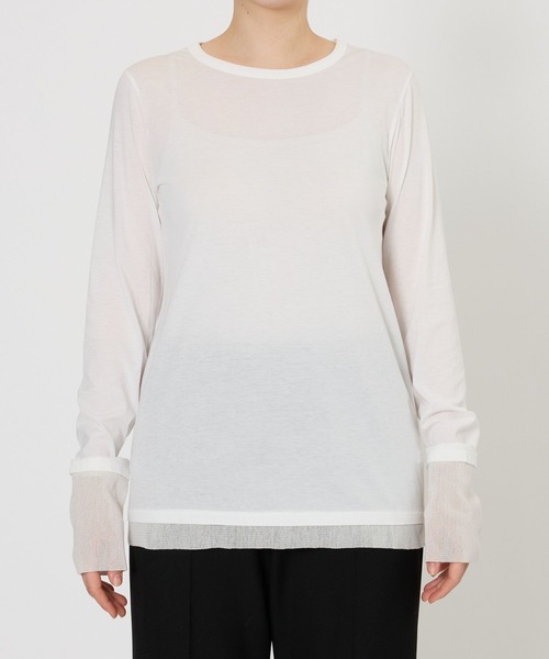 BABYLONE（バビロン）の「チュールレイヤードロンＴ（Tシャツ/カットソー・レディース・ブラック/ホワイト・フリー）」の17枚目の写真