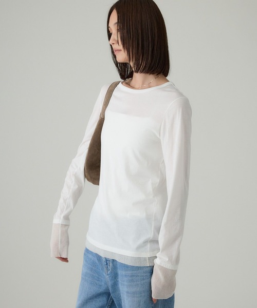 BABYLONE（バビロン）の「チュールレイヤードロンＴ（Tシャツ/カットソー・レディース・ブラック/ホワイト・フリー）」の4枚目の写真