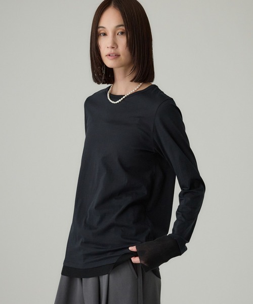 BABYLONE（バビロン）の「チュールレイヤードロンＴ（Tシャツ/カットソー・レディース・ブラック/ホワイト・フリー）」の11枚目の写真