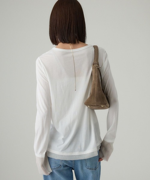 BABYLONE（バビロン）の「チュールレイヤードロンＴ（Tシャツ/カットソー・レディース・ブラック/ホワイト・フリー）」の5枚目の写真