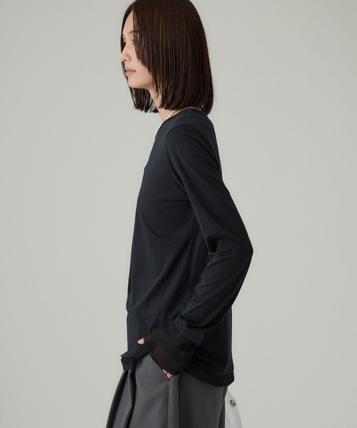 BABYLONE（バビロン）の「チュールレイヤードロンＴ（Tシャツ/カットソー・レディース・ブラック/ホワイト・フリー）」の13枚目の写真