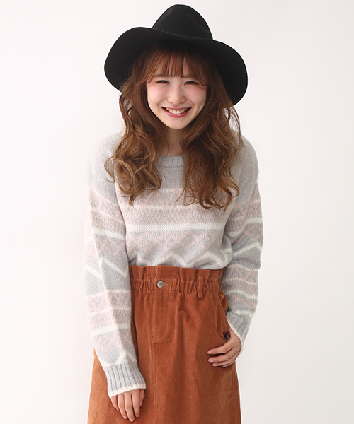 one after another NICE CLAUP(ワンアフターアナザーナイスクラップ)の「【ナイスクラップ】ジャガードニット(ニット/セーター・レディース・グレー/キャメル/ネイビー・FREE)」の2枚目の写真