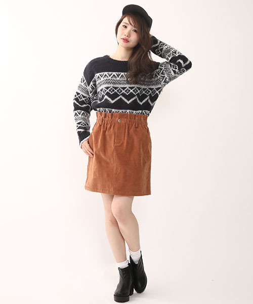 one after another NICE CLAUP(ワンアフターアナザーナイスクラップ)の「【ナイスクラップ】ジャガードニット(ニット/セーター・レディース・グレー/キャメル/ネイビー・FREE)」の4枚目の写真