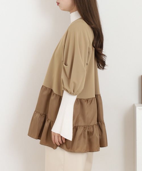EGLANTINE(エグランティーヌ)の「EGLANTINE ティアードカットソー(Tシャツ/カットソー・レディース・キャメル/ブラック/カーキ・40)」の5枚目の写真