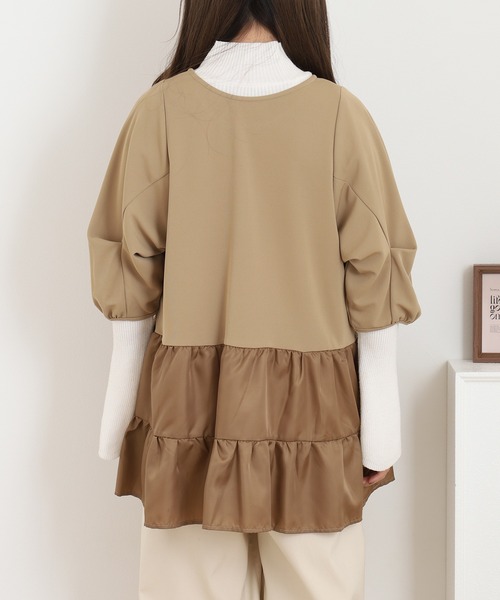 EGLANTINE(エグランティーヌ)の「EGLANTINE ティアードカットソー(Tシャツ/カットソー・レディース・キャメル/ブラック/カーキ・40)」の6枚目の写真