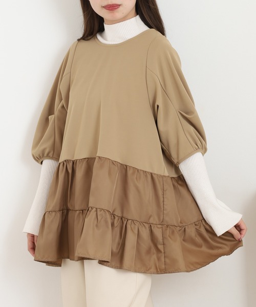 EGLANTINE(エグランティーヌ)の「EGLANTINE ティアードカットソー(Tシャツ/カットソー・レディース・キャメル/ブラック/カーキ・40)」の13枚目の写真