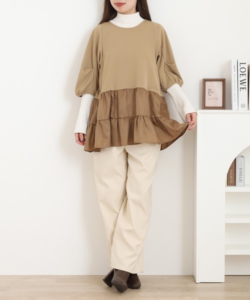 EGLANTINE(エグランティーヌ)の「EGLANTINE ティアードカットソー(Tシャツ/カットソー・レディース・キャメル/ブラック/カーキ・40)」の15枚目の写真
