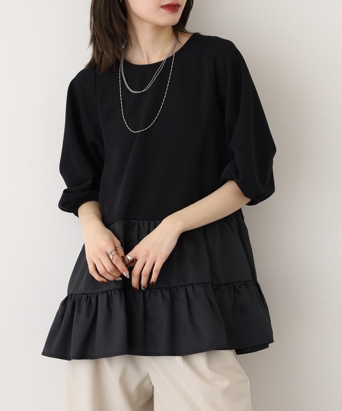 EGLANTINE(エグランティーヌ)の「EGLANTINE ティアードカットソー(Tシャツ/カットソー・レディース・キャメル/ブラック/カーキ・40)」の17枚目の写真