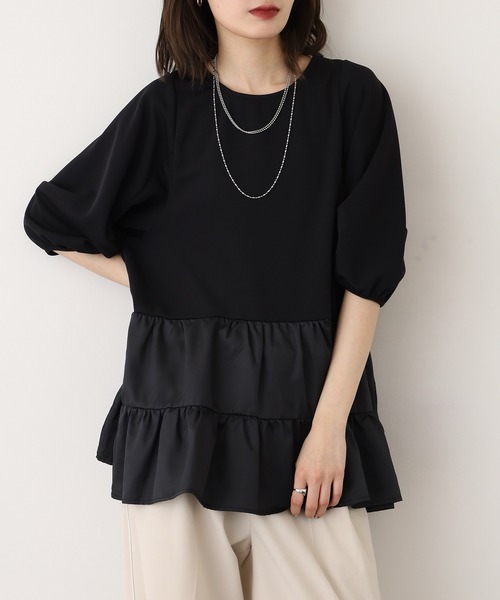 EGLANTINE(エグランティーヌ)の「EGLANTINE ティアードカットソー(Tシャツ/カットソー・レディース・キャメル/ブラック/カーキ・40)」の19枚目の写真